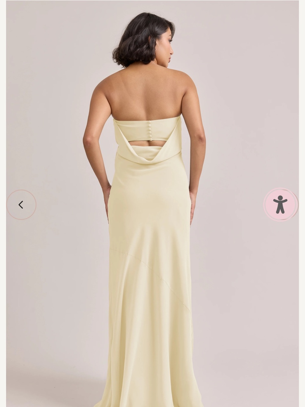 Revelry Leo Chiffon Dress Strapless pale yellow Evening Gown - Picture 2 of 6